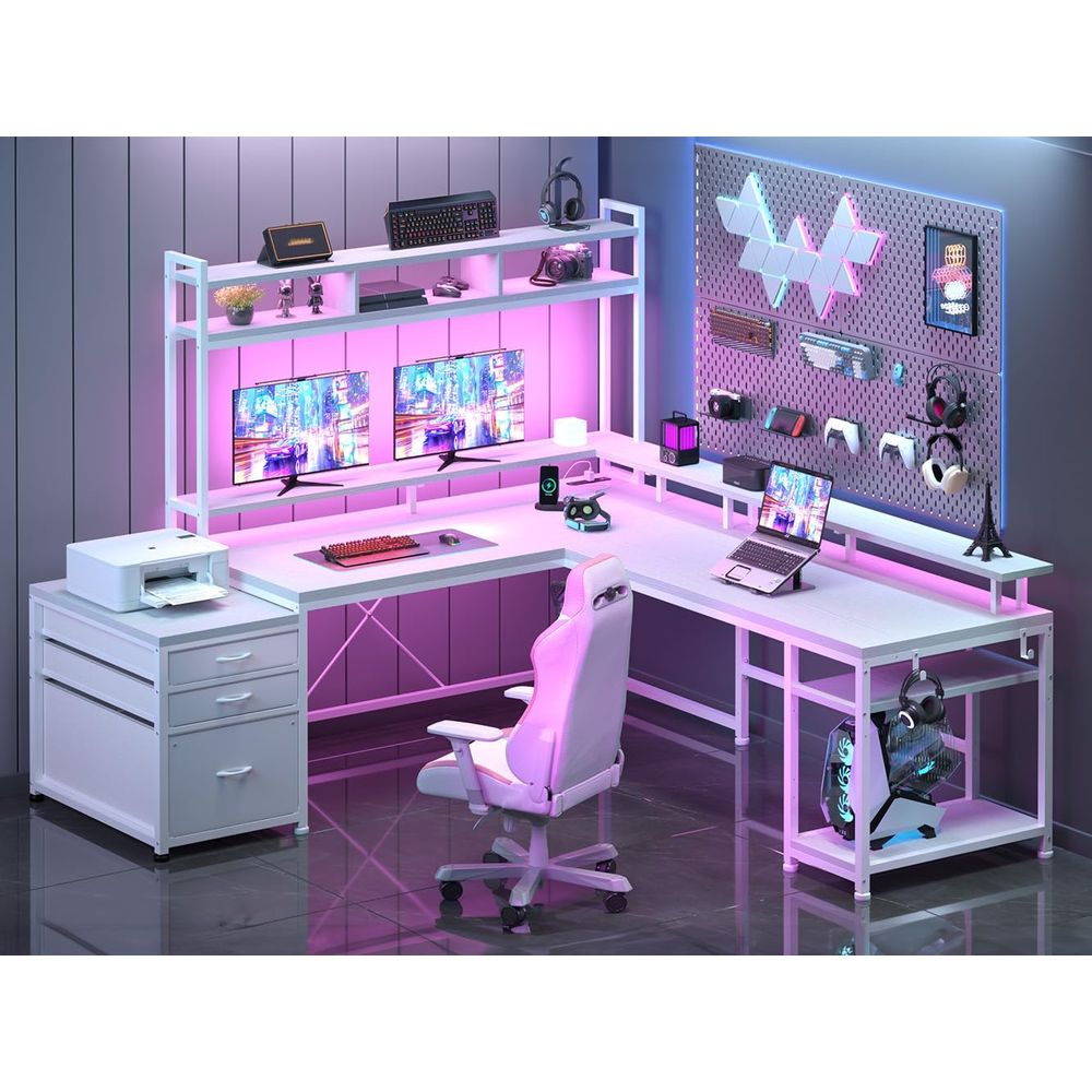 Desk Setup With 2 Monitors - 104-дюймовый L-образный стол для домашнего офиса