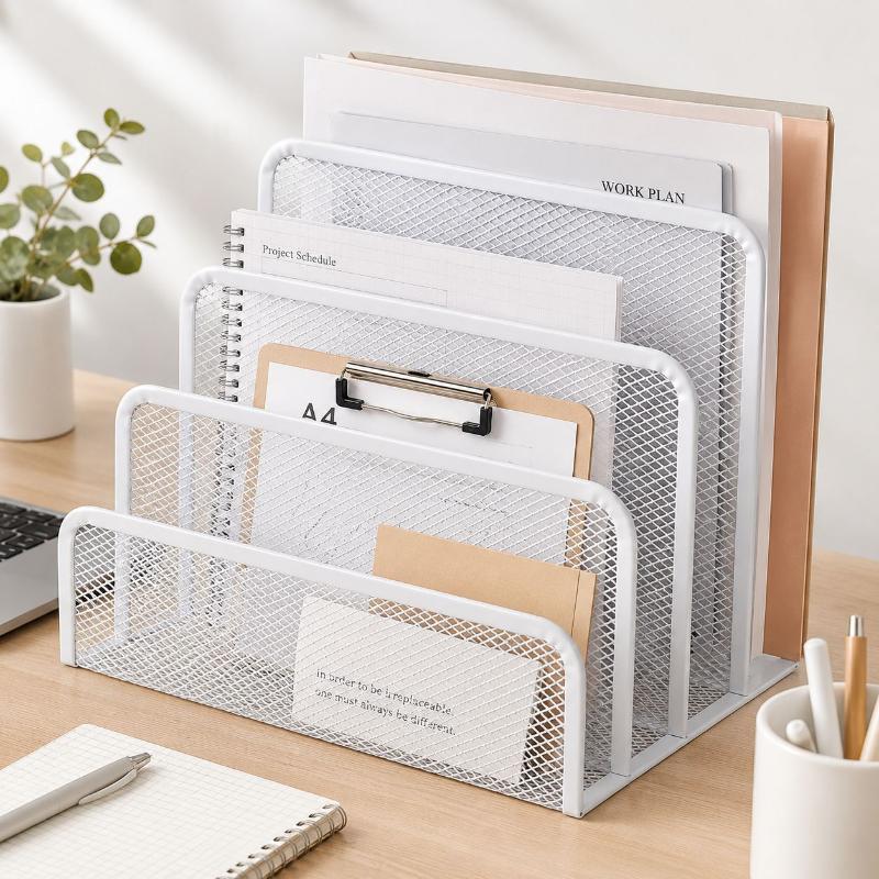 Desk Setup Home - Компактный трехслойный черный металлический сетчатый органайзер