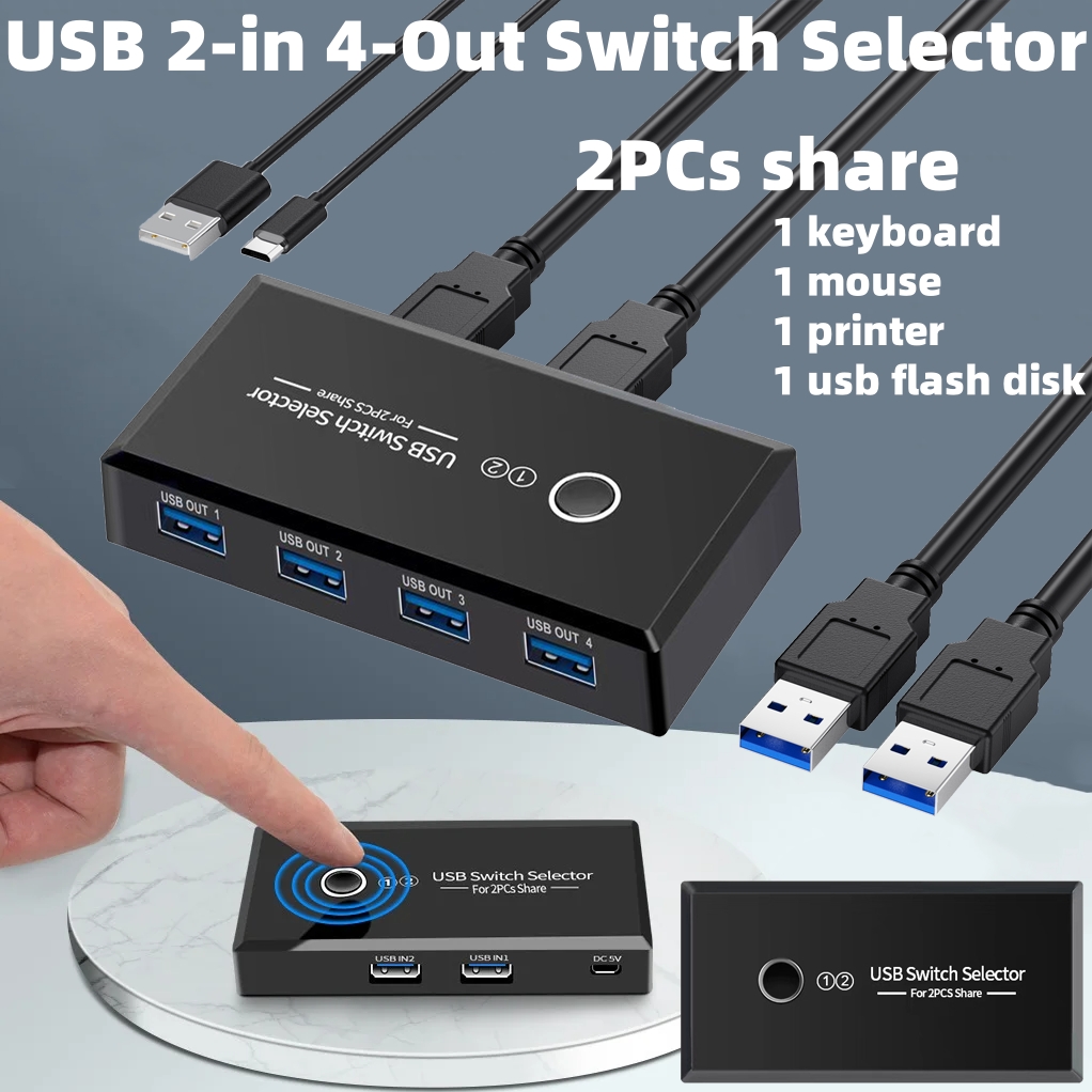Desk Setup Usb Hub - Селектор KVM-переключателя USB 2.0/3.0 Концентратор 2-в-4
