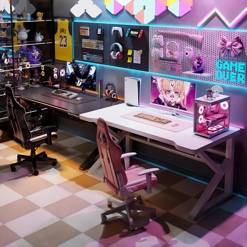 Desk Setup Gaming Pc - Двухместный игровой стол для киберспорта, длинный