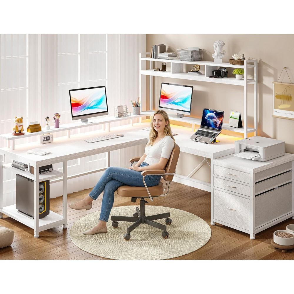 104-дюймовый L-образный стол д – обзор и цена Desk Setup With 2 Monitors