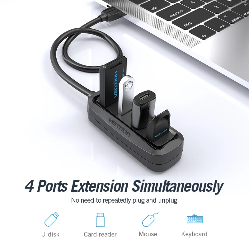 USB-концентратор Vention на 4  – обзор и цена Desk Setup Usb Hub