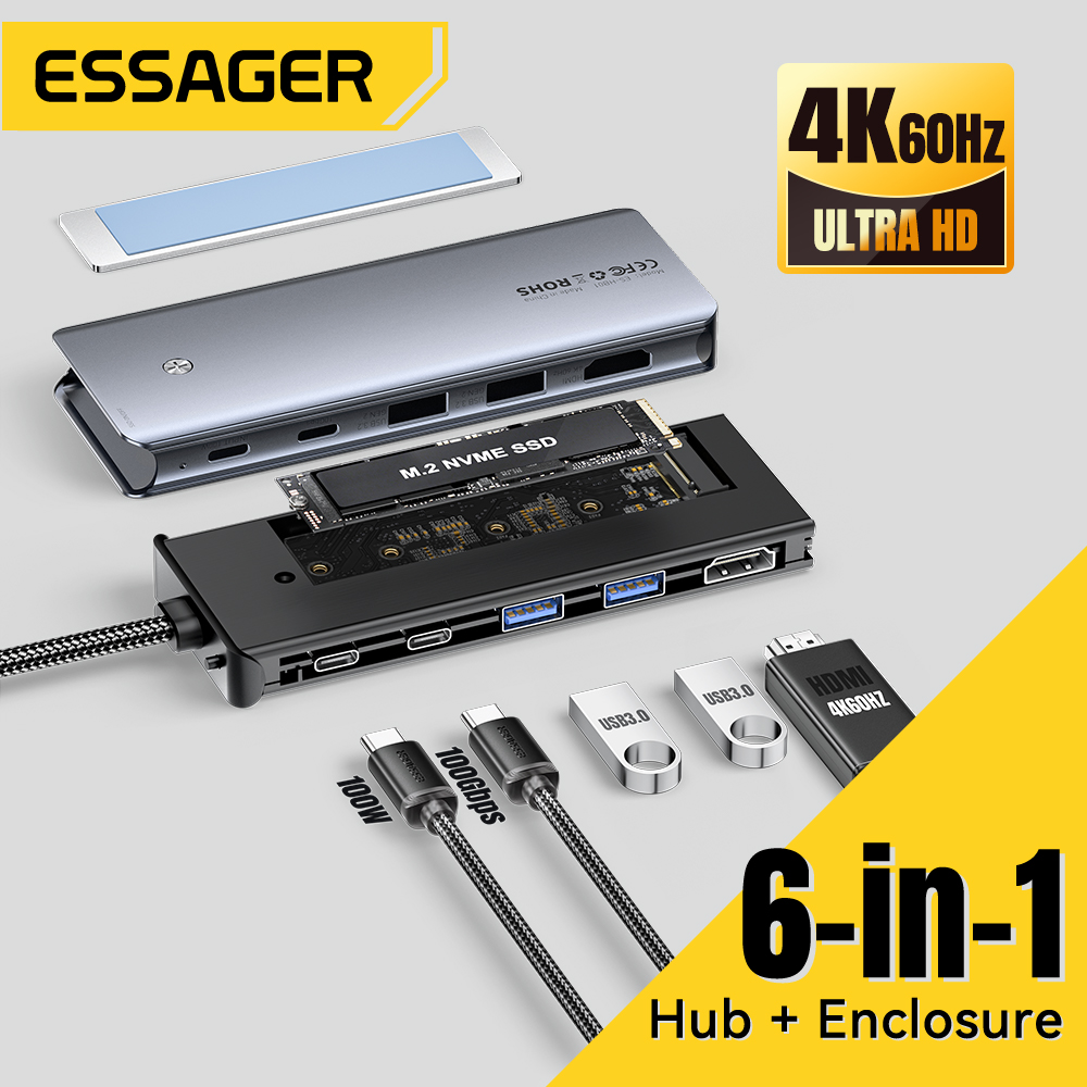 Essager USB C Hub с корпусом ж – обзор и цена Desk Setup Usb Hub