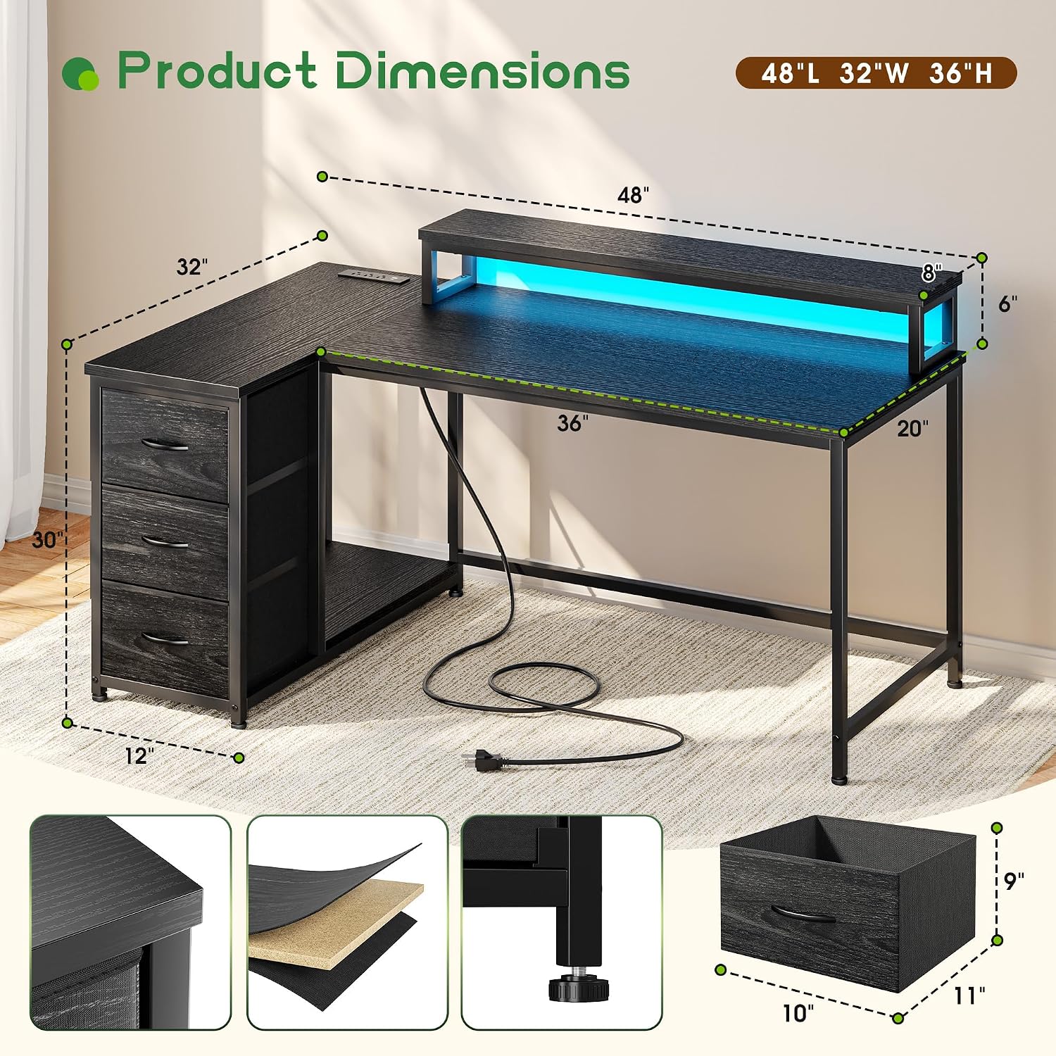 Игровой стол с 3 ящиками и 40  – обзор и цена Desk Setup Gaming Pc