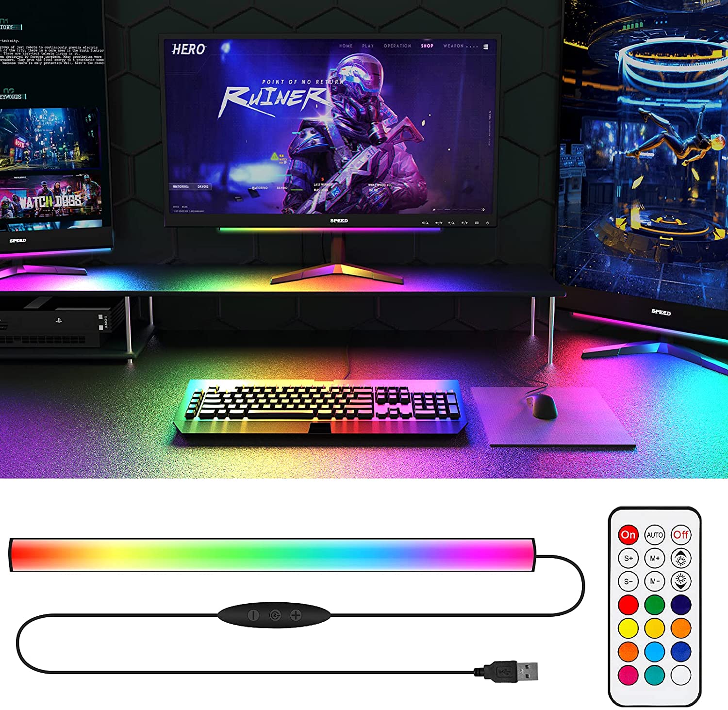 Световая панель под монитором  – обзор и цена Desk Setup Gaming Pc